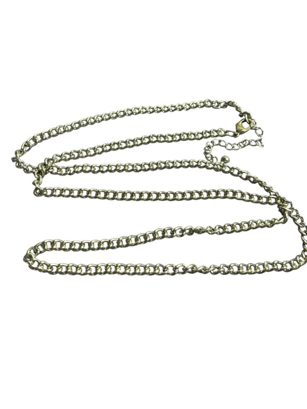 Silvertone Chain Necklace Lobster Clasp 32 - 35 inches Long